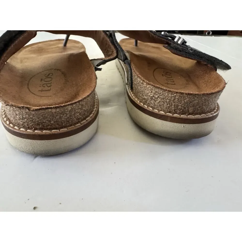 Taos Stupendous Thong Sandals In Steel Grey VGUC Womens 9 - 9.5 Leather #NE24